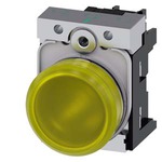 3SU1156-6AA30-1AA0 (3SU11566AA301AA0, 3SU1156-6AA3O-1AAO, 3SU11566AA3O1AAO) СВЕТОВОЙ ИНДИКАТОР, 22MM, КРУГЛЫЙ, МЕТАЛЛИЧЕСКИЙ ГЛЯНЦЕВЫЙ, ЖЁЛТЫЙ МАТОВЫЙ РАССЕИВАТЕЛЬ, С ДЕРЖАТЕЛЕМ, МОДУЛЬ ПОДСВЕТКИ С ИНТЕГРИРОВАННЫМ СВЕТОДИОДОМ 230V AC, ВИНТОВЫЕ КЛЕММЫ