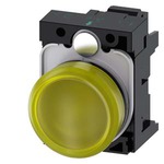 3SU1102-6AA30-3AA0 (3SU11026AA303AA0, 3SU11O2-6AA3O-3AAO, 3SU11O26AA3O3AAO) СВЕТОВОЙ ИНДИКАТОР, 22MM, КРУГЛЫЙ, ПЛАСТИК, ЖЁЛТЫЙ МАТОВЫЙ РАССЕИВАТЕЛЬ, С ДЕРЖАТЕЛЕМ, МОДУЛЬ ПОДСВЕТКИ С ИНТЕГРИРОВАННЫМ СВЕТОДИОДОМ 24V AC/DC,  ПРУЖИННЫЕ КЛЕММЫ