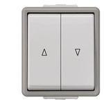 Купить 5TD4708 (5TD47O8) DELTA FLACHE ТЕМНЫЙ/СВЕТЛЫЙ СЕРЫЙ IP44 2КНОПКИ ДЛЯ УПРАВЛЕНИЯ ЖАЛЮЗИ 10А 250V НАВЕСНОГО МОНТАЖА 66Х75ММ