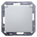 5UB1937 DELTA I-SYSTEM АЛЮМИНЕВЫЙ МЕТАЛЛИК РОЗЕТКА SCHUKO 10A DC/16А AC 250В C ЗАЩИТНЫМ КОНТАКТОМ  C ОТКИДЫВАЮЩЕЙСЯ КРЫШКОЙ C БЕЗРЕЗЬБОВЫМИ КОНТАКТНЫМИ ЗАЖИМАМИ ЭЛ.-МЕХ. ЧАСТЬ