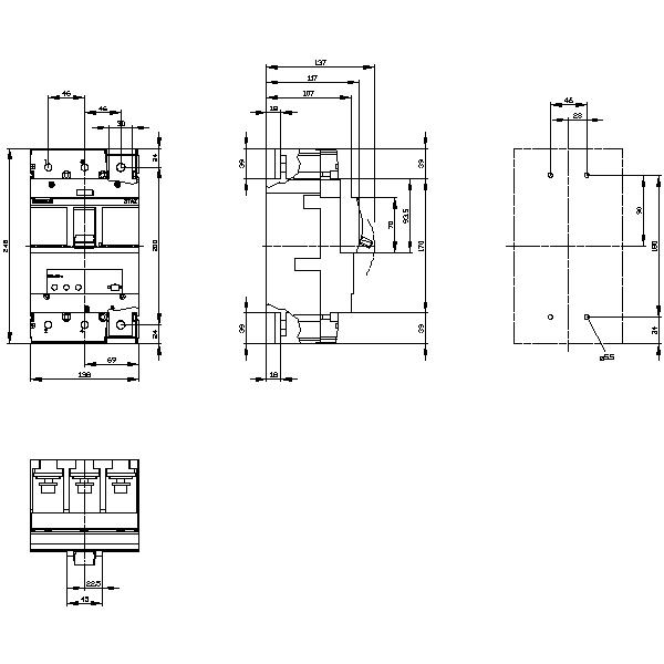 SIEM 3VA2325-6KP42-0AA0 Leistungsschalter 3VA2 400 ICU=85kA, LSI, IN=250A IR=100 main image 1